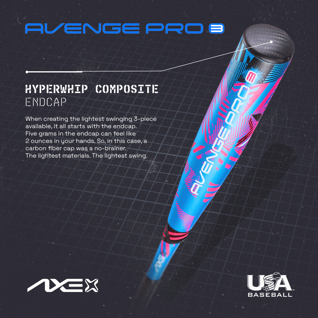 Axe Avenge Pro 3 USA Baseball Bat, Hyperwhip Endcap diagram.