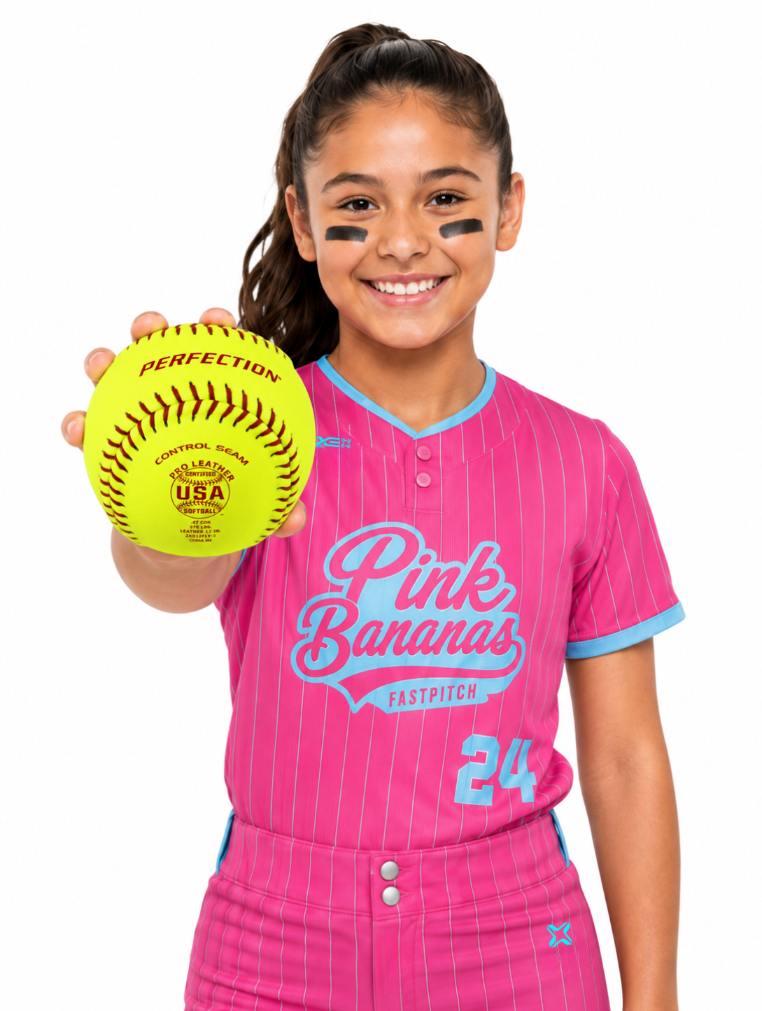 Girls fastpitch softball player in Axe custom softball uniform