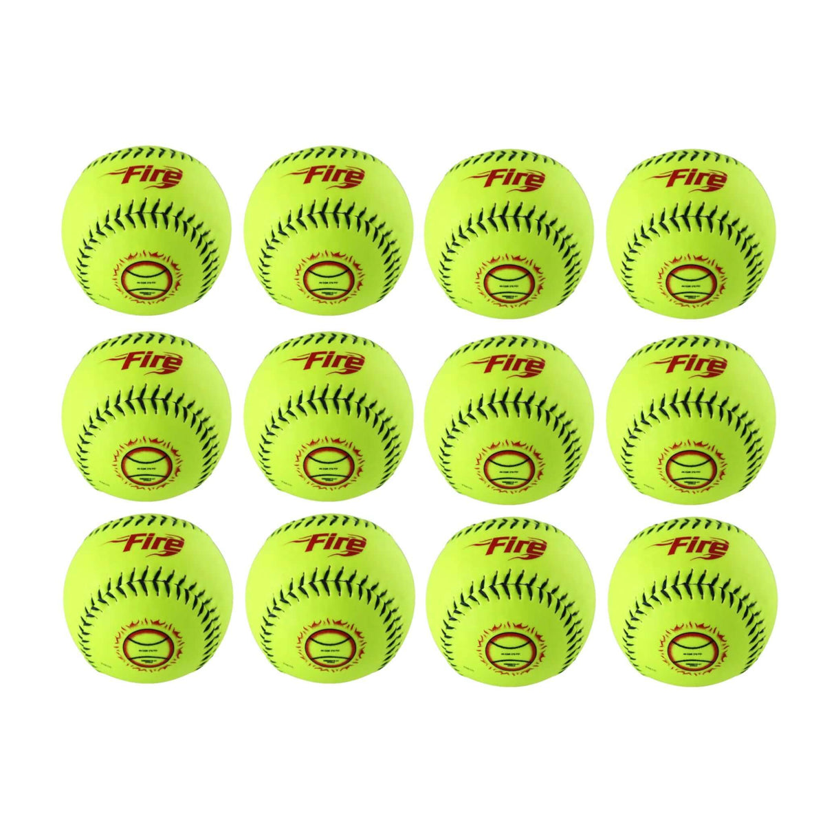 Fire Senior Slowpitch Softballs 1 Dozen Axe Bat