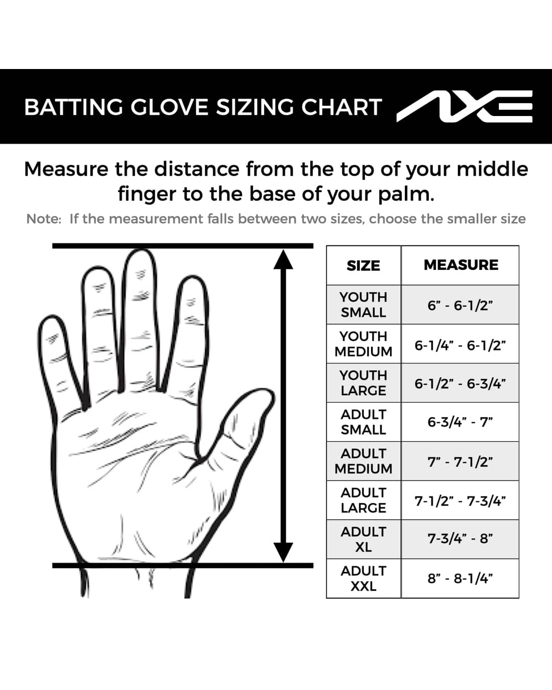 Reebok gloves size sales chart