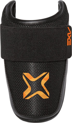 Axe Armor Elbow Guard, Magma Orange, front view.