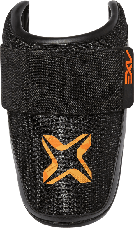 Axe Armor Elbow Guard, Magma Orange, front view.