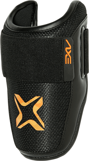 Axe Armor Elbow Guard, Magma Orange, side view.