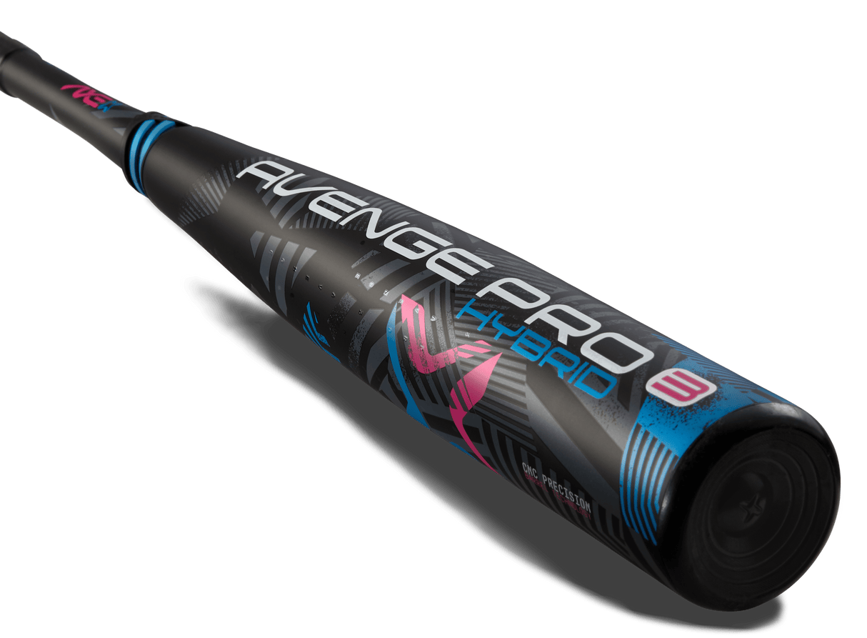 Axe Avenge Pro 3 Hybrid BBCOR Baseball Bat, -3 drop, Flared Handle, barrel detail.