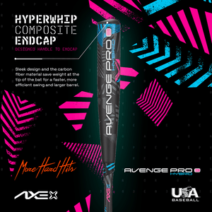 Axe Avenge Pro 3 Hybrid USA Baseball Bat, Hyperwhip Endcap diagram.