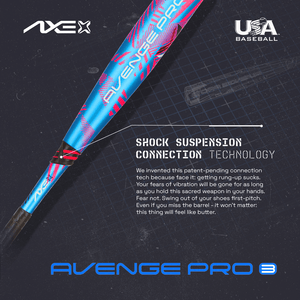 Axe Avenge Pro 3 USA Baseball Bat, Shock Suspension diagram.
