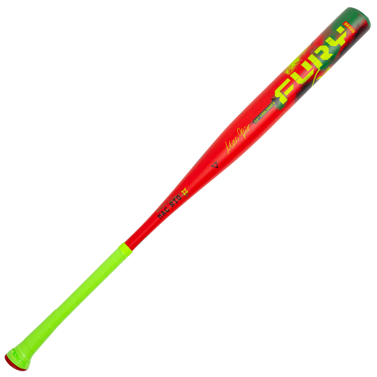 Axe Fury Bravo USSSA Slowpitch Bat, Money Mac Rio Edition, 1-piece, 12 inch barrel, endloaded, Flared Handle.