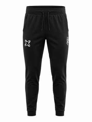 Black youth Axe Joggers shown flat, with the white Axe X mark at the left thigh and the vertical AXE lockup at the right thigh.