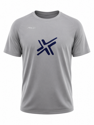 Light gray G1 Axe Performance Tee shown flat, with the navy Axe X mark on the chest and the white AXE lockup at the right chest.
