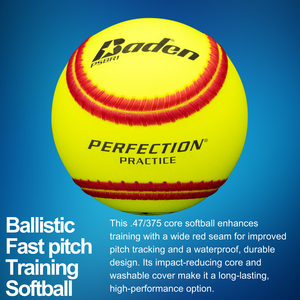 Ballistic Fastpitch Training Softballs, waterproof one-piece .47/375 practice softball, 1 dozen - view 2.