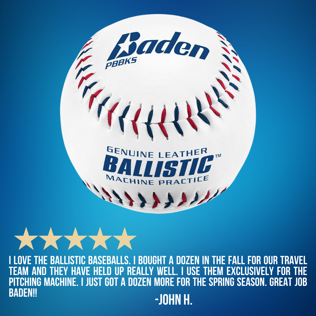 Ballistic Baseballs, leather pitching machine practice ball with Kevlar seam, 1 dozen - view 4.