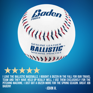 Ballistic Baseballs, leather pitching machine practice ball with Kevlar seam, 1 dozen - view 4.