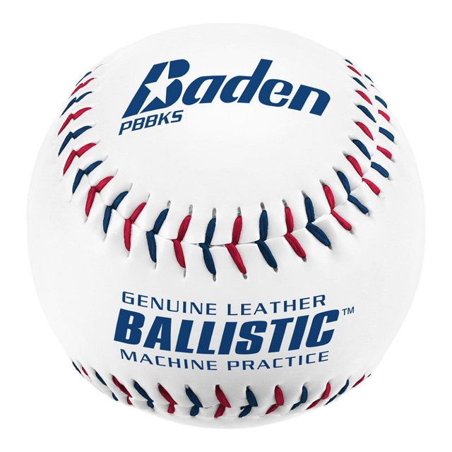 Ballistic Baseballs, leather pitching machine practice ball with Kevlar seam, 1 dozen.