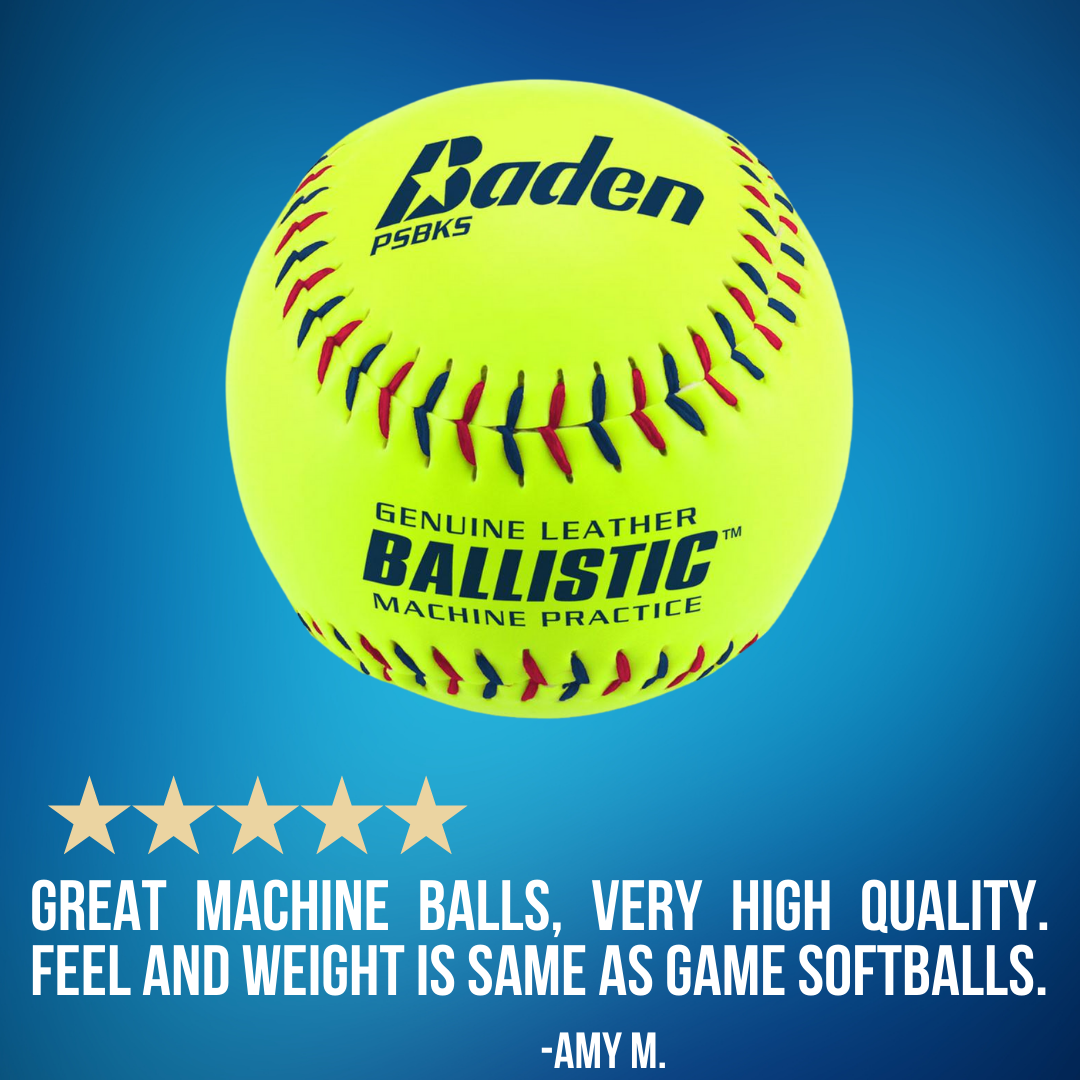 Ballistic Softballs, leather pitching machine practice ball with Kevlar seam, 1 dozen - view 4.