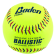 Ballistic Softballs, leather pitching machine practice ball with Kevlar seam, 1 dozen.