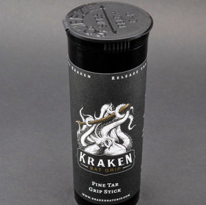 Kraken Pine Tar Grip Stick, pop top angled view.
