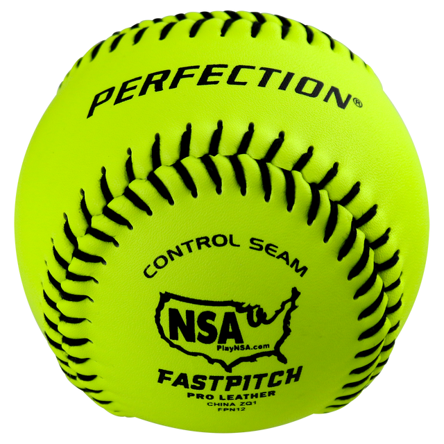 NSA Leather Fastpitch Softballs, NSA certified .47/375 game ball, 1 dozen.