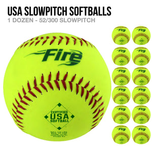 Fire USA Slowpitch Softballs - 1 Dozen