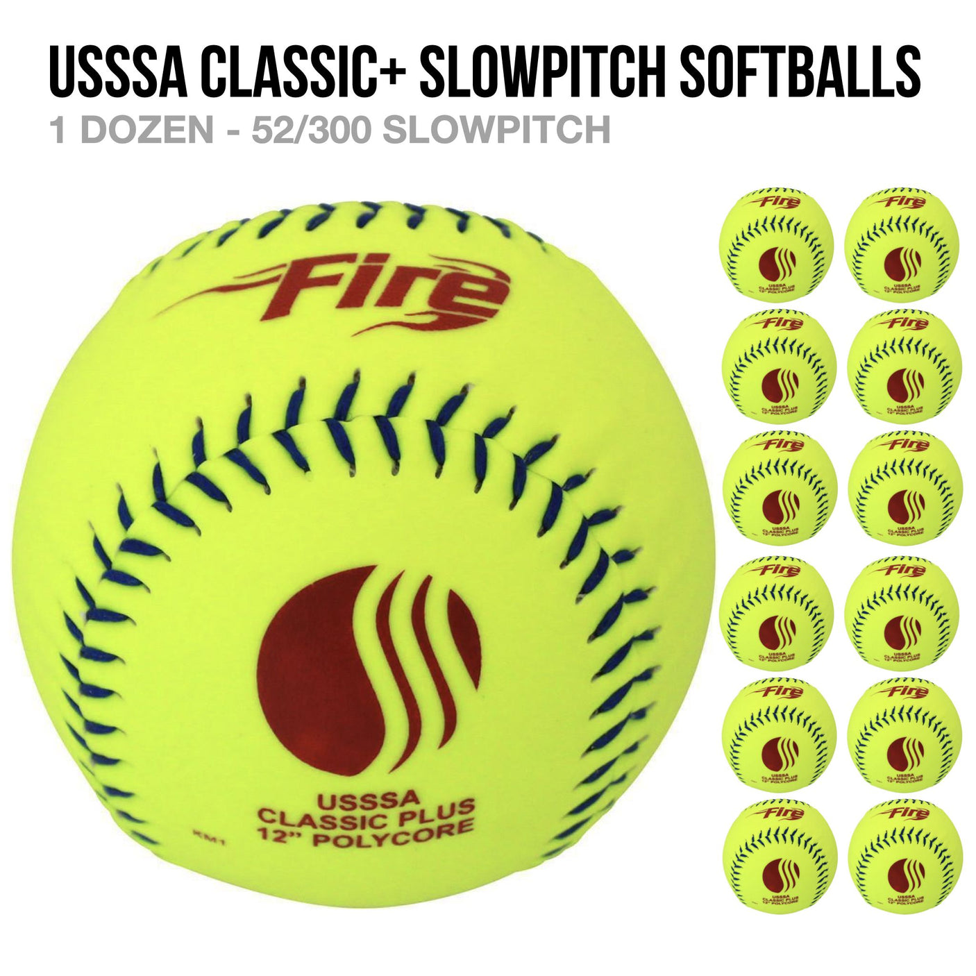 Fire USSSA Classic Plus Softball Softballs - 1 Dozen